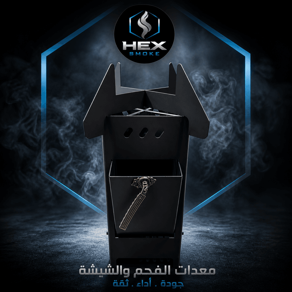 موقد الفحم والشاشة المعدني الأسود